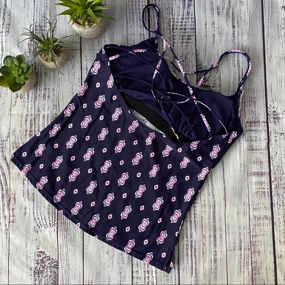 Navy Strappy Tankini Swim Top - Picture 2 of 4